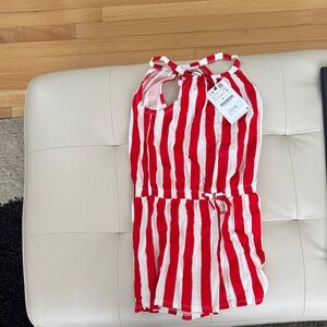 Zara Red and White Striped Kids One Piece